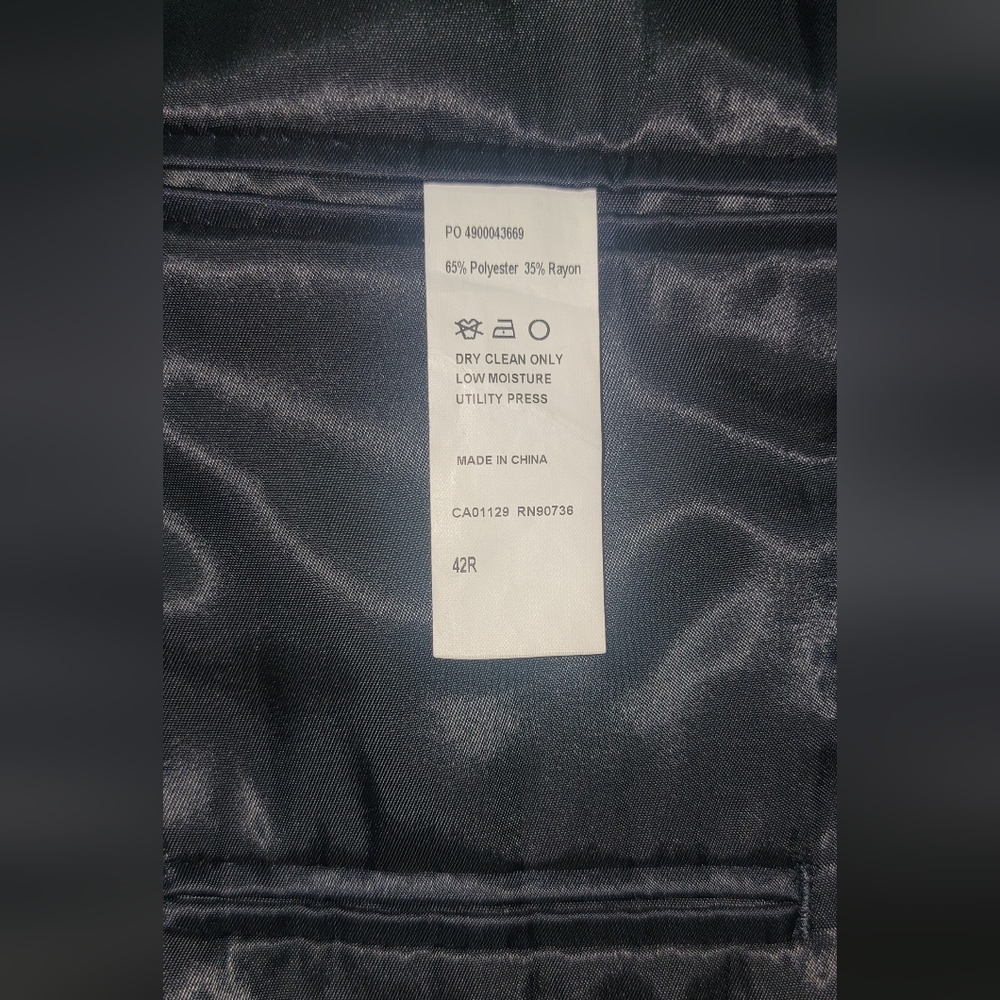 Calvin Klein Blazer Mens Blue Size 42R Herringbone Pattern - Picture 8 of 8